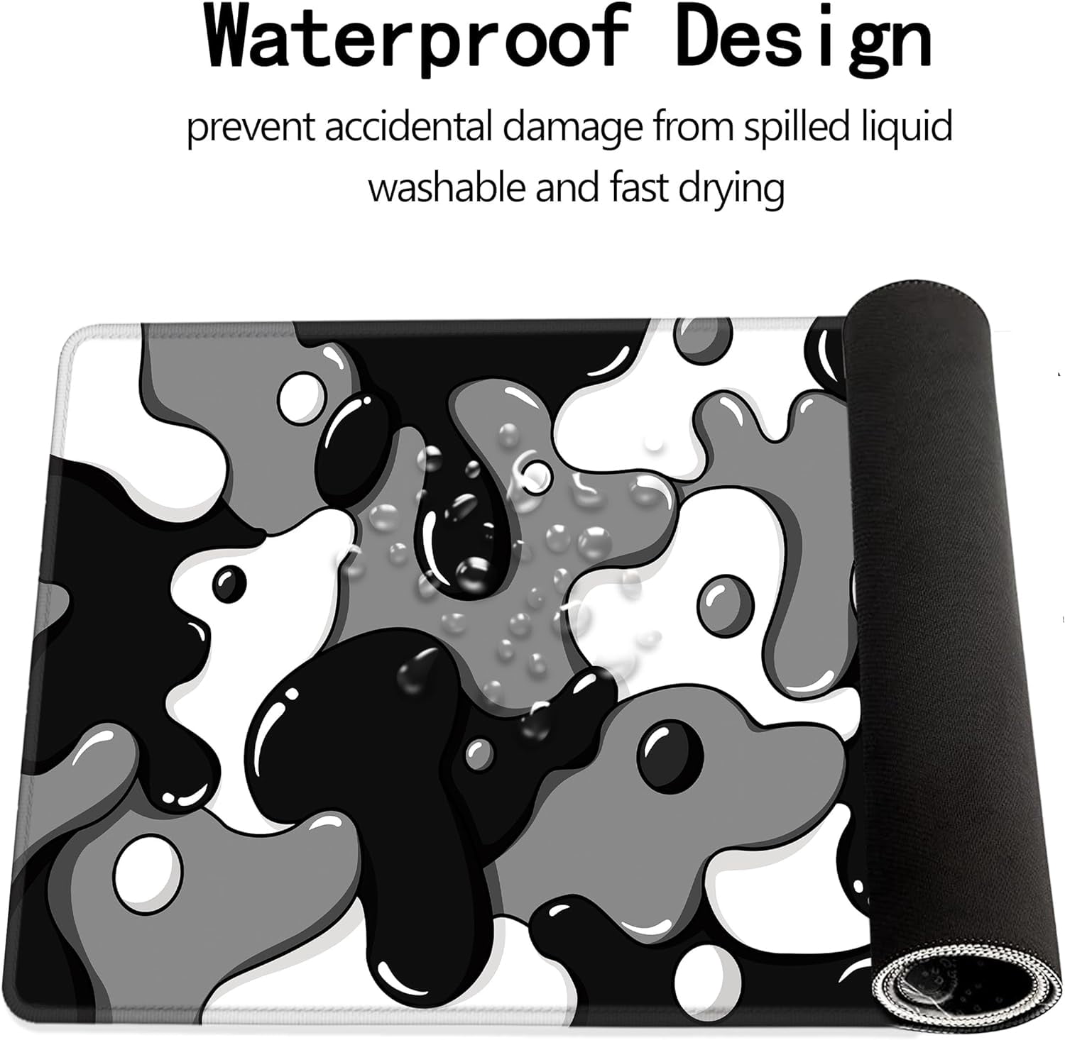 Gaming Laptop Mouse Pad,Grey Black White Big Desk Pads PC Keyboard Waterproof and Non-Slip 31.5 x 15.7inches 3mm Thick XL,XXL Rubber Table M - Image 4