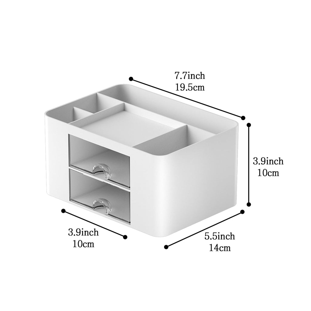 Vaupan Square Pen Holder Box Desk Organizer, 6 Compartments, Pen Holder Desk with Drawer, Multi-Purpose Table Organizer, Pen Organizer for H - Image 2