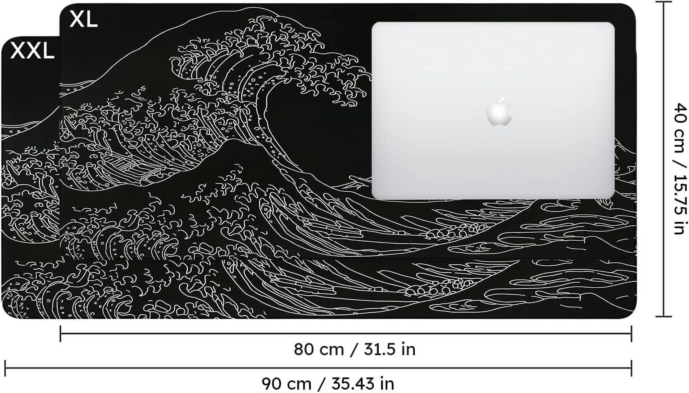 Large , Big Rubber Base Mat with Stitched Edges, Computer Keyboard Desk for Work, Game, Office, Home - Black Wave of ... - Image 2