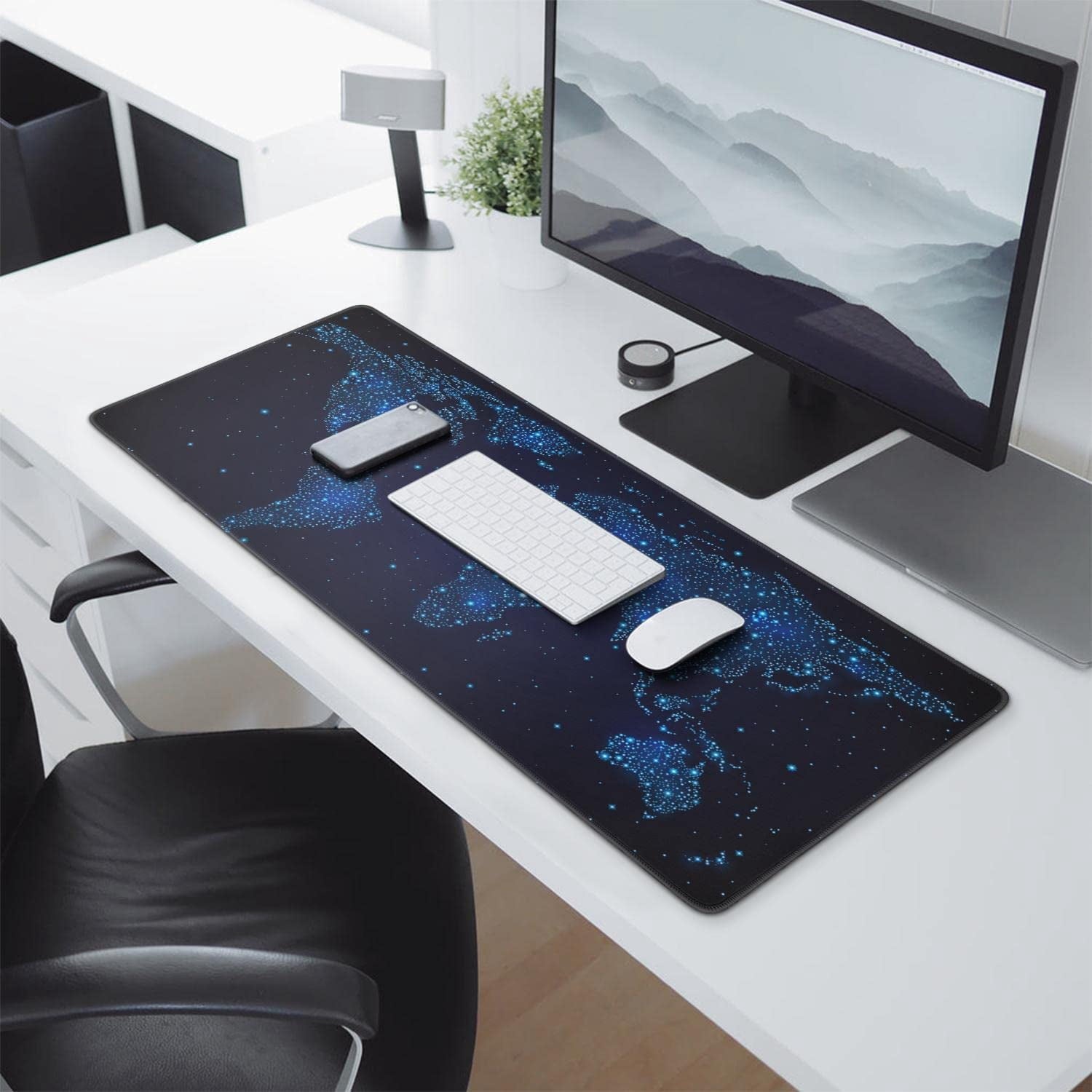map Mouse pad (31.5x11.8 in) Extended Gaming Mousepad Non-Slip Rubber Base Desk mat for Desktop with Stitched Edges C... - Image 5