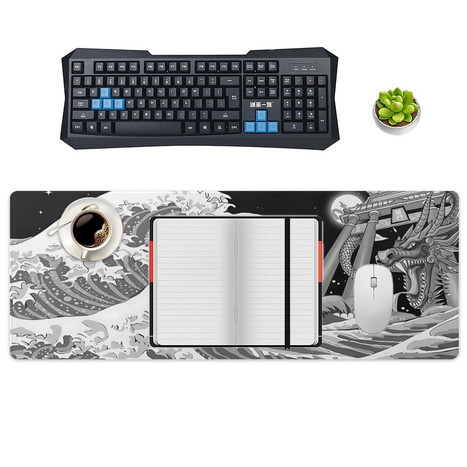 AIOE Gaming Mouse Pad Waves Sea Dragon Mouse Pad 31.5x11.8 Inch, Extended XL Computer Desk Mat Waterproof Non-Slip Long Desk Mat for Home Of - Image 4