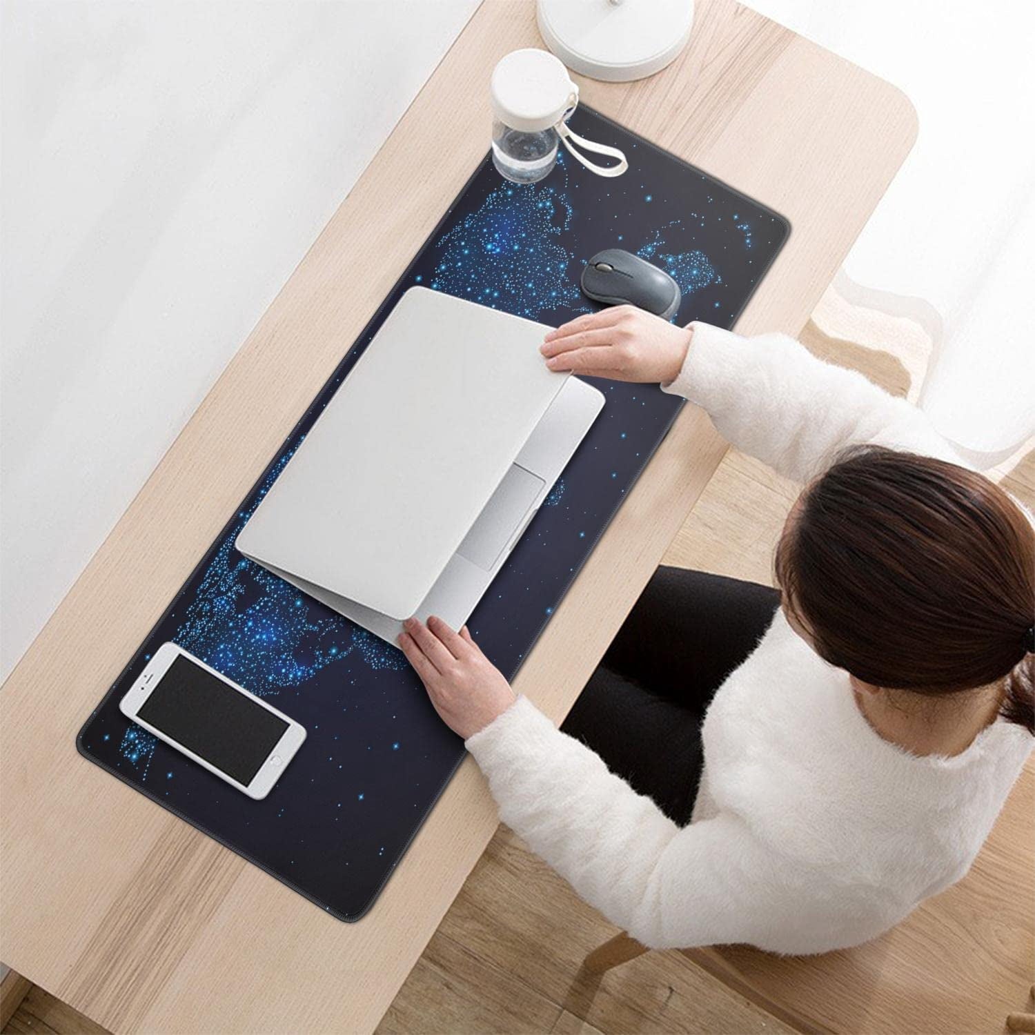 map Mouse pad (31.5x11.8 in) Extended Gaming Mousepad Non-Slip Rubber Base Desk mat for Desktop with Stitched Edges C... - Image 3