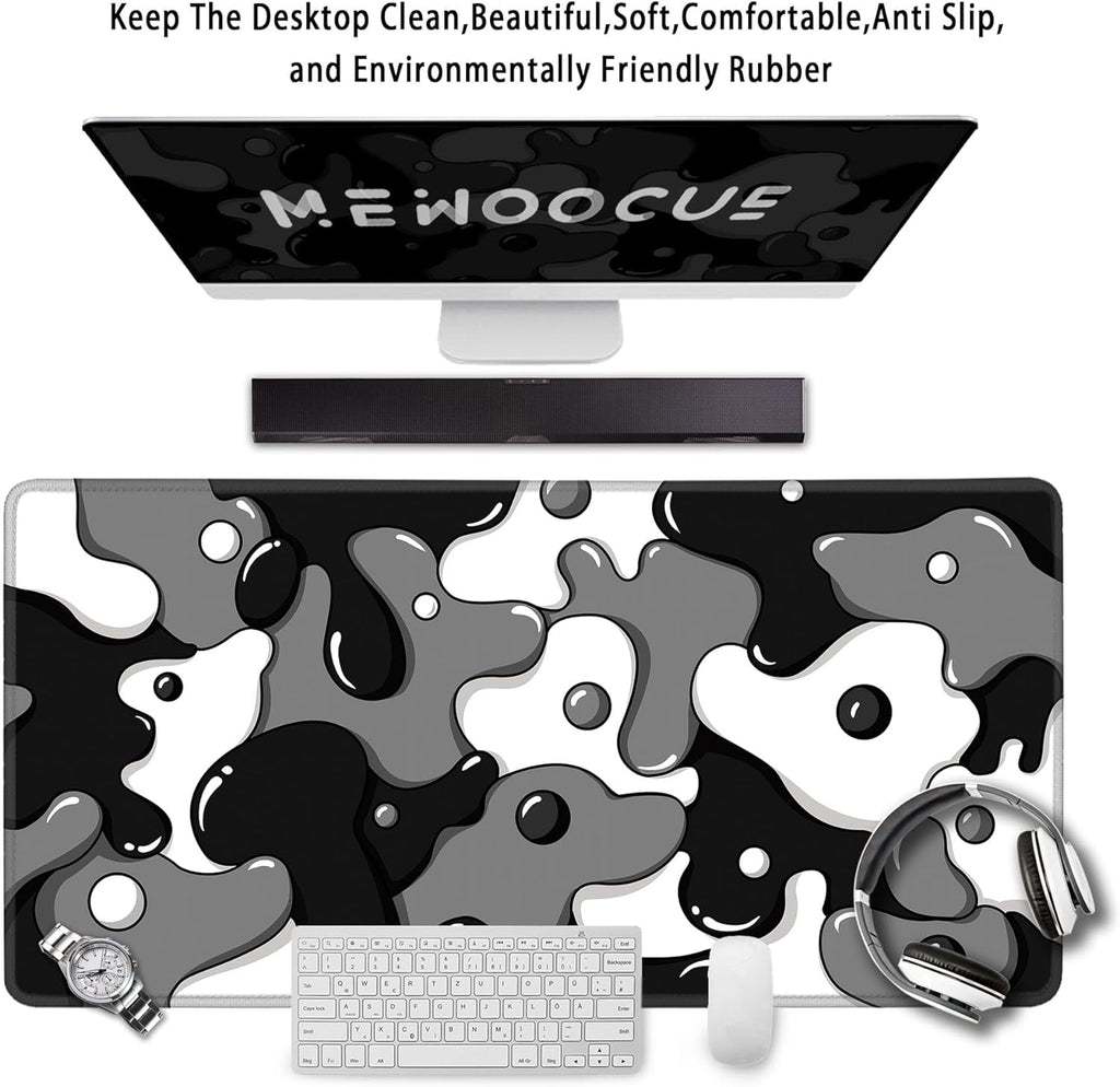 Gaming Laptop Mouse Pad,Grey Black White Big Desk Pads PC Keyboard Waterproof and Non-Slip 31.5 x 15.7inches 3mm Thick XL,XXL Rubber Table M - Image 2