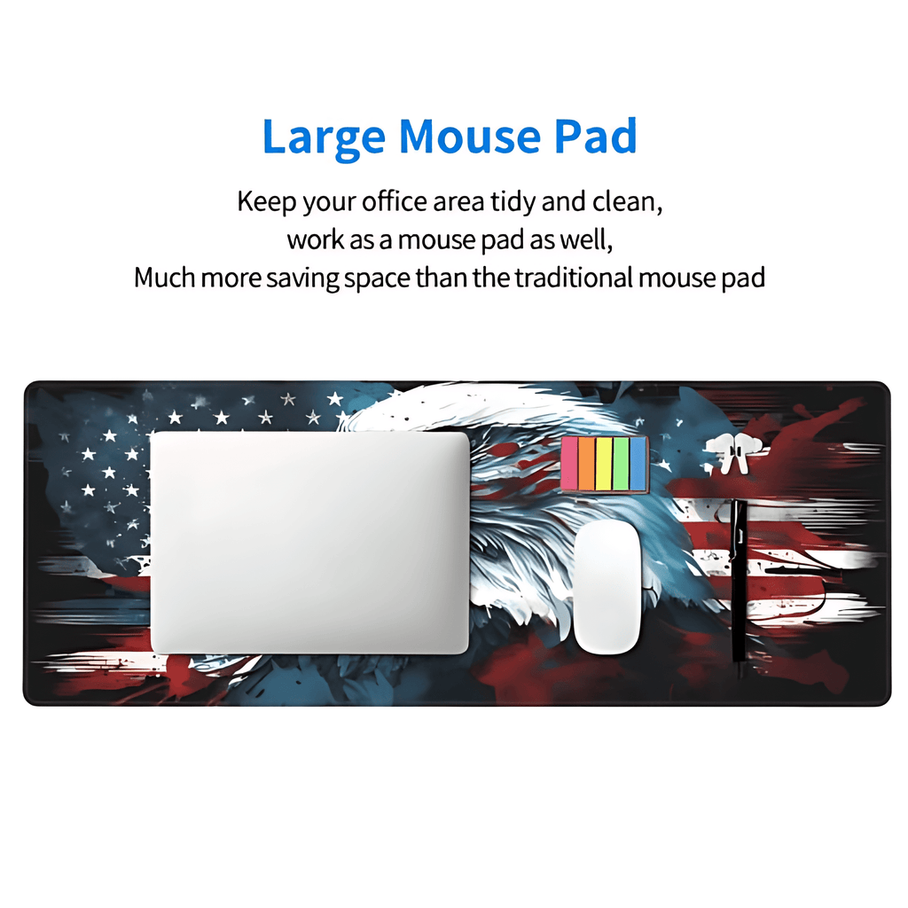 Bald Eagle American Flag Desk Pad, USA Flag Large Gaming Mouse Pad for Desk, 31.5"x11.8" Extended Big Computer Keyboa... - Image 4