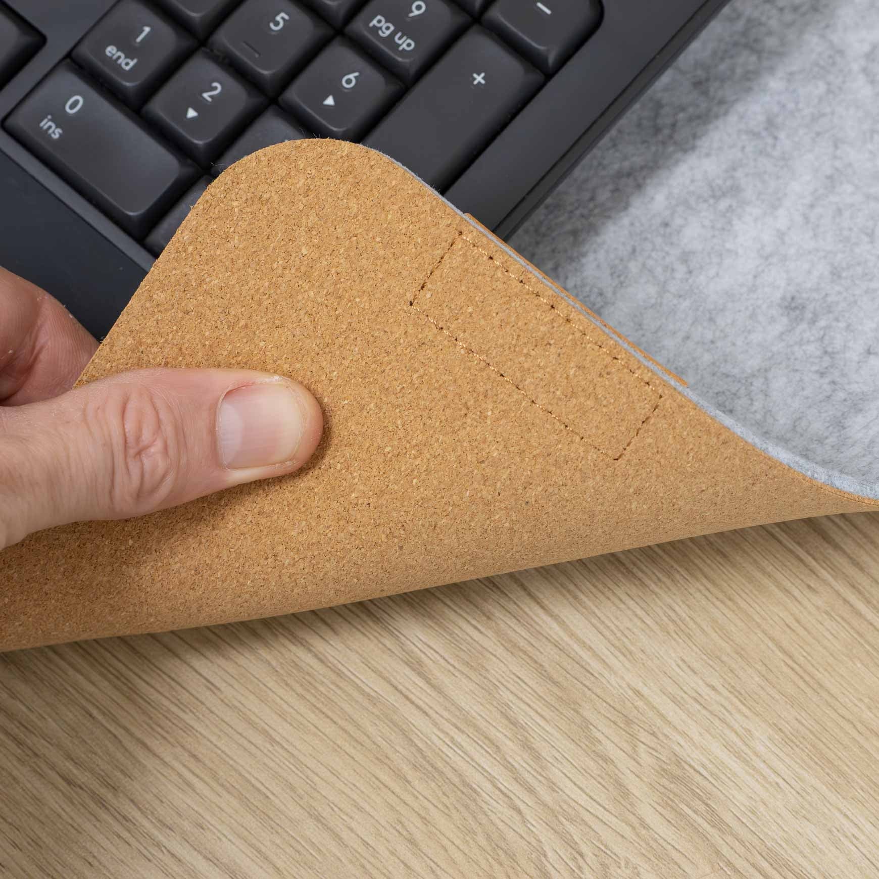 Cork/Felt Desk Pad - Medium 24.4X11.8 Inches / Light Gray - Image 5