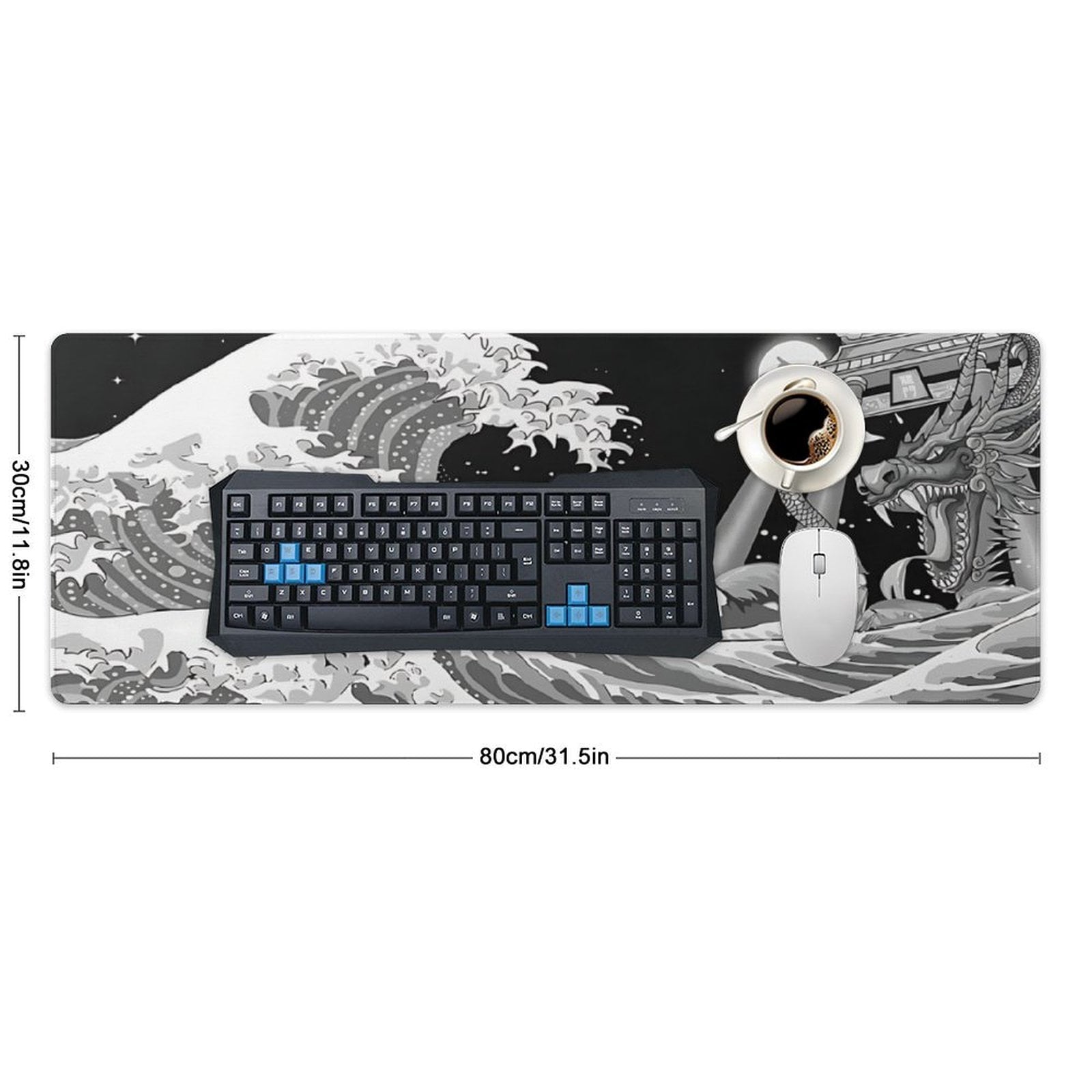 AIOE Gaming Mouse Pad Waves Sea Dragon Mouse Pad 31.5x11.8 Inch, Extended XL Computer Desk Mat Waterproof Non-Slip Long Desk Mat for Home Of - Image 2