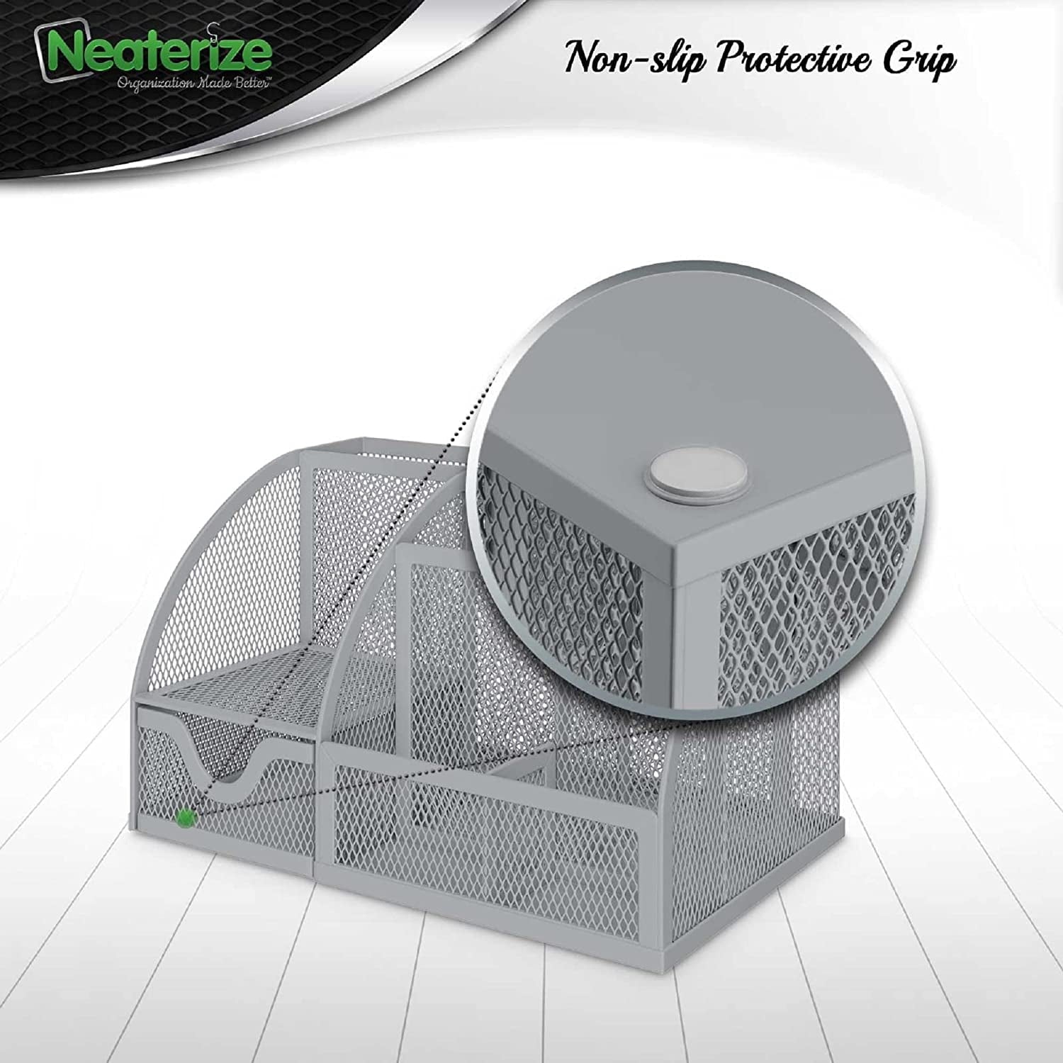 NEATERIZE Desk Organizer- Mesh Desktop Organizer and Holder for Pen, Pencil, Small Office Supplies and Stationary Accessories Storage Organi - Image 4