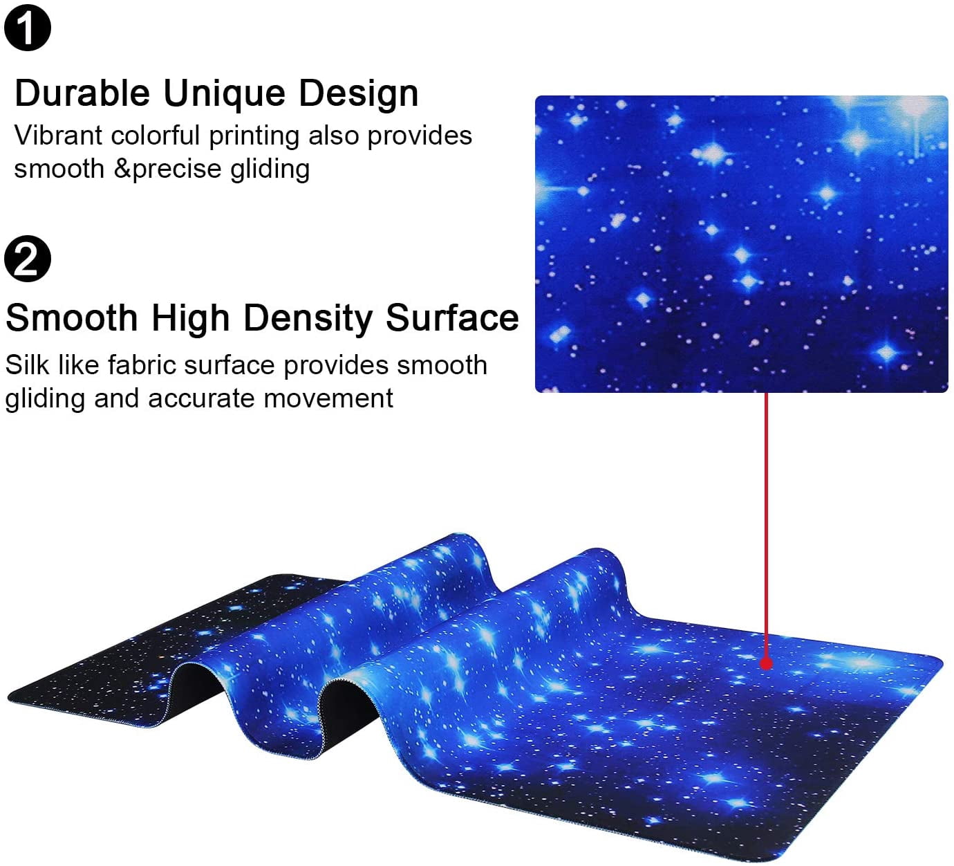 Extra Large Extended Gaming Desk Mat Non-Slip Rubber Pads Stitched Edges Mouse Pad 35.4 x 15.7 inch - Galaxy Stars - Image 2