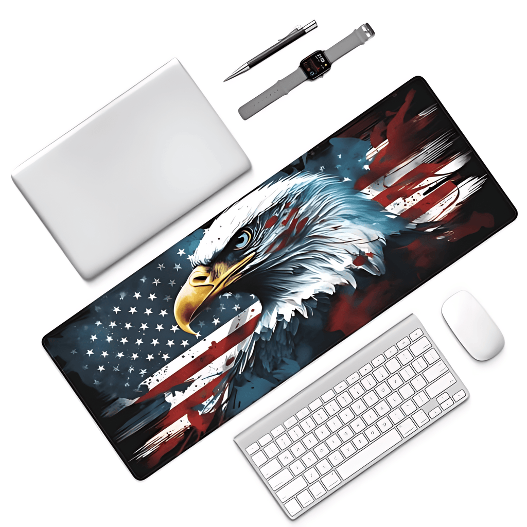 Bald Eagle American Flag Desk Pad, USA Flag Large Gaming Mouse Pad for Desk, 31.5"x11.8" Extended Big Computer Keyboa... - Image 6