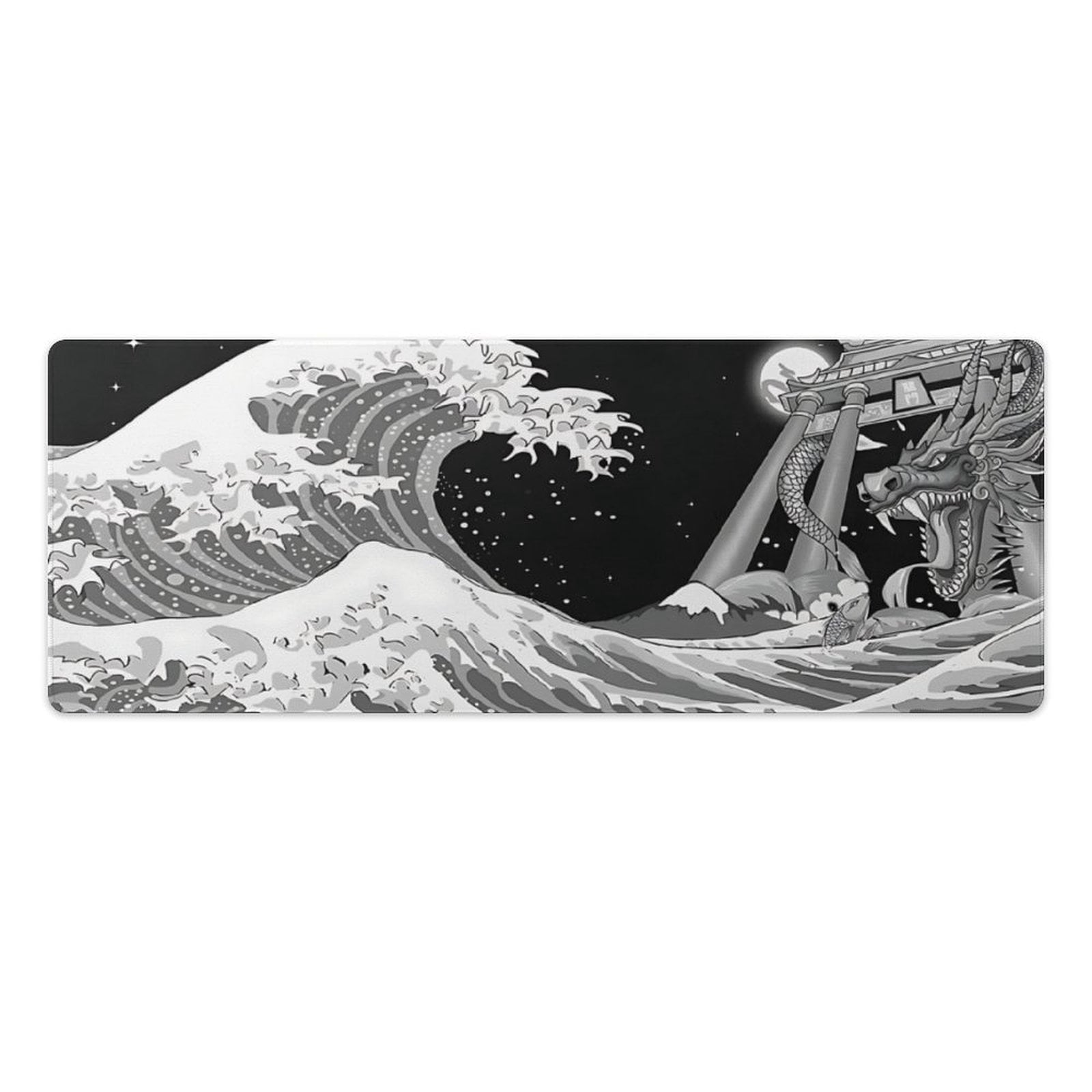 AIOE Gaming Mouse Pad Waves Sea Dragon Mouse Pad 31.5x11.8 Inch, Extended XL Computer Desk Mat Waterproof Non-Slip Long Desk Mat for Home Of