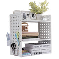 ( Tier) Office Desk Shelf Organizer,Medium Density Fiberboard Desktop Bookshelf Supplies Storage Rack,Shelf for Top o...