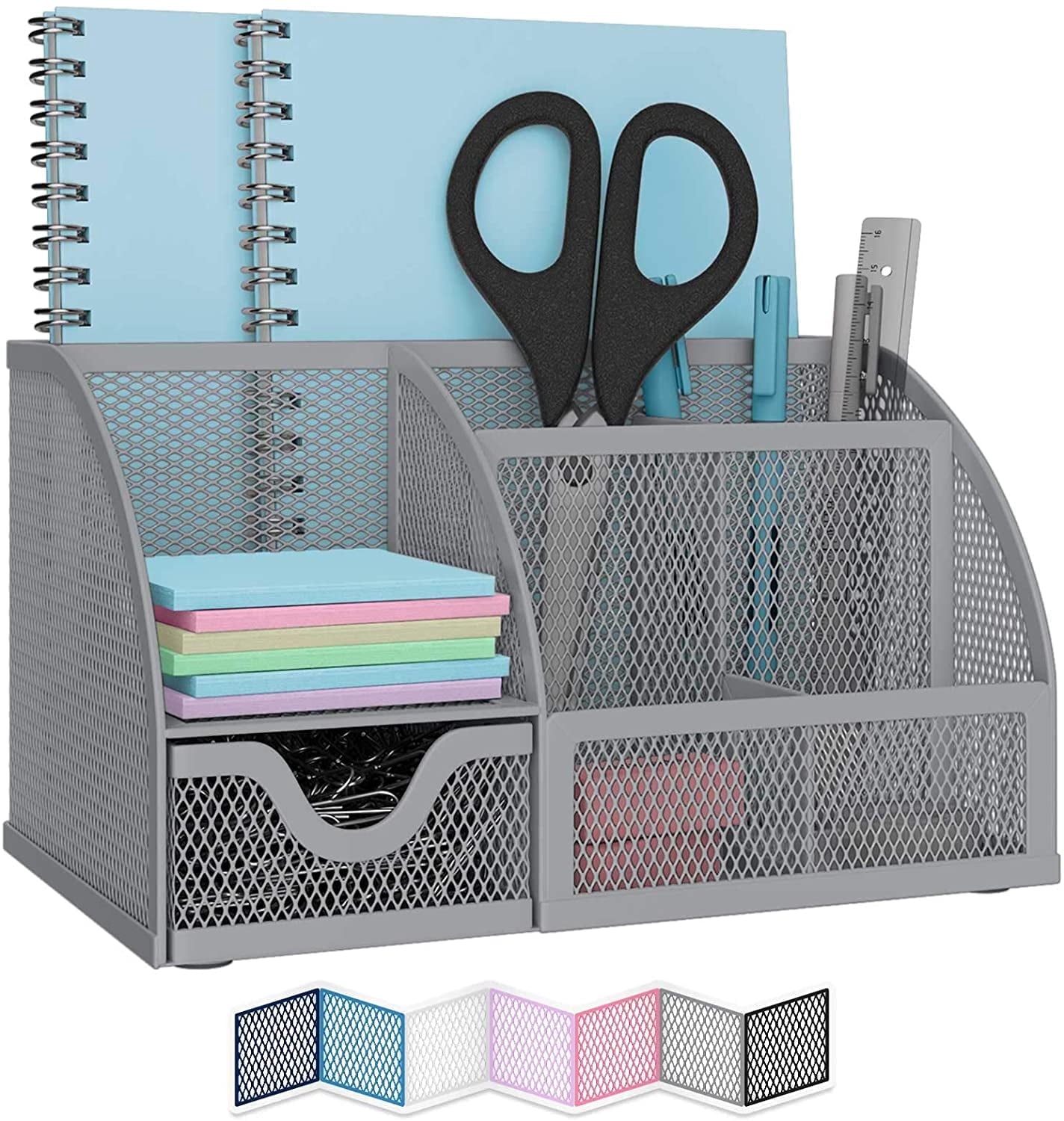 NEATERIZE Desk Organizer- Mesh Desktop Organizer and Holder for Pen, Pencil, Small Office Supplies and Stationary Accessories Storage Organi