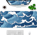 White and Blue Mouse Pad XL 31.5x11.8x0.12 inch Large Mouse Pad for Desk with Personalized Design for Laptop, Compute...