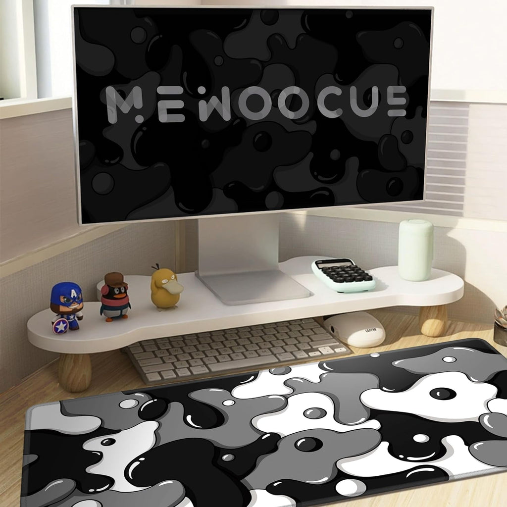 Gaming Laptop Mouse Pad,Grey Black White Big Desk Pads PC Keyboard Waterproof and Non-Slip 31.5 x 15.7inches 3mm Thick XL,XXL Rubber Table M - Image 3
