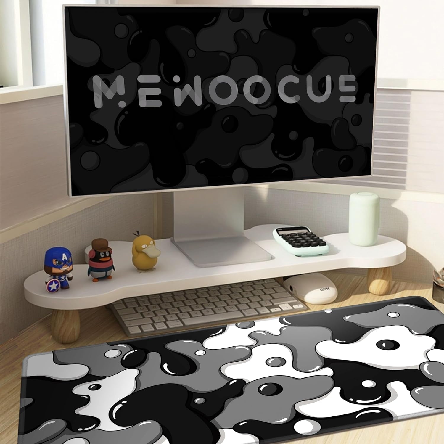 Gaming Laptop Mouse Pad,Grey Black White Big Desk Pads PC Keyboard Waterproof and Non-Slip 31.5 x 15.7inches 3mm Thick XL,XXL Rubber Table M - Image 3
