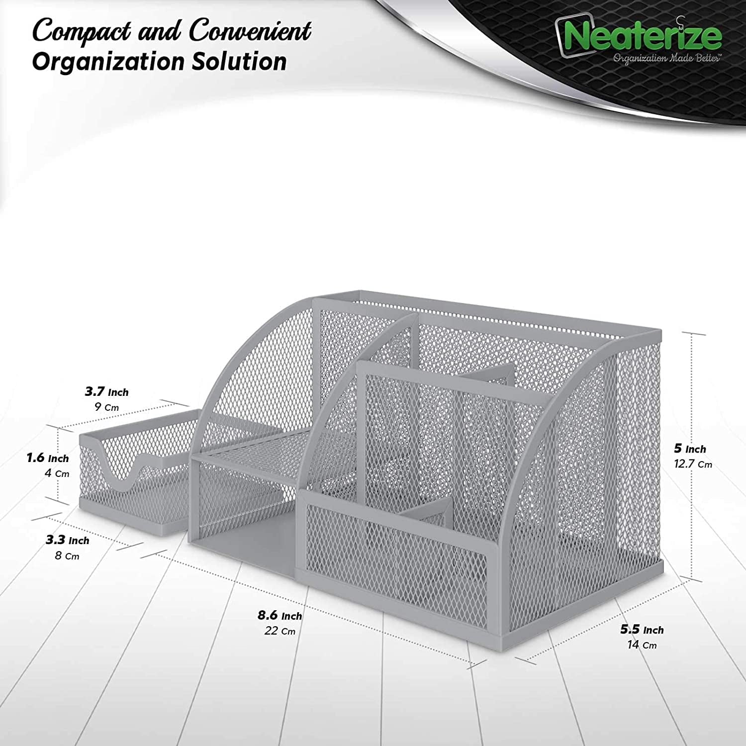 NEATERIZE Desk Organizer- Mesh Desktop Organizer and Holder for Pen, Pencil, Small Office Supplies and Stationary Accessories Storage Organi - Image 5