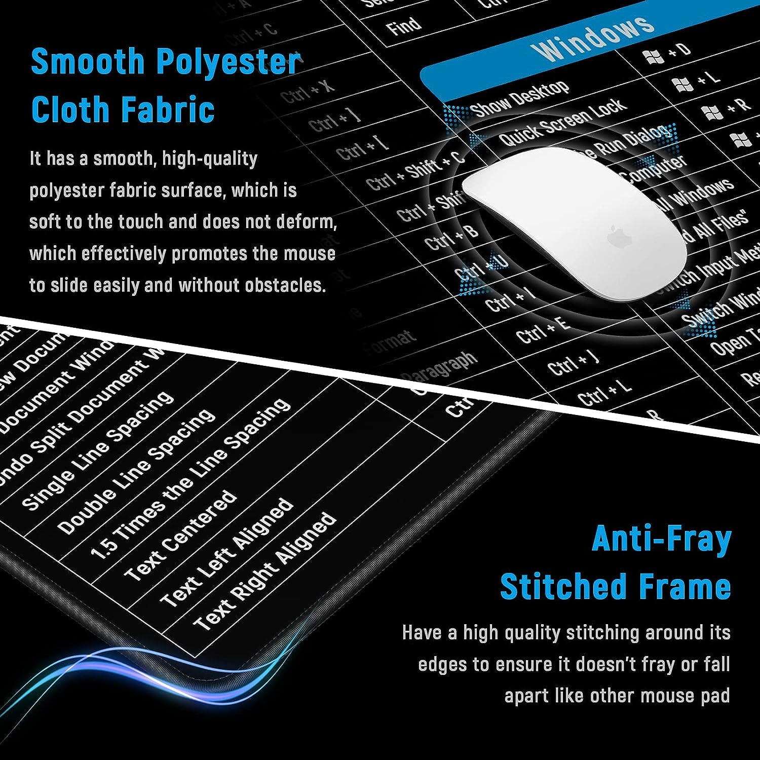 Large Gaming Mouse Pad Desk Mat Software Excel Shortcuts Mousepad with Personalized Design Extended Size 35.4 X 15.7i... - Image 3