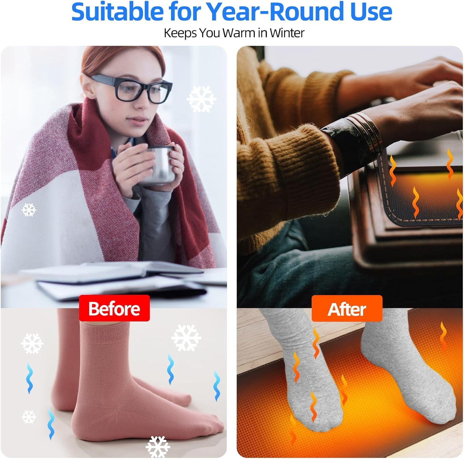 Heated Desk Pad Mouse Pad - Heated Desk Mat - Warm Desk Pad - 3 Levels Heating & 4 Hours Auto Shut-Off, PU Leather Mo... - Image 6