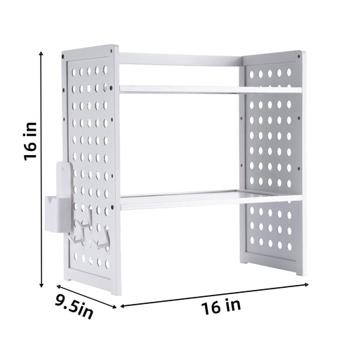 ( Tier) Office Desk Shelf Organizer,Medium Density Fiberboard Desktop Bookshelf Supplies Storage Rack,Shelf for Top o... - Image 2