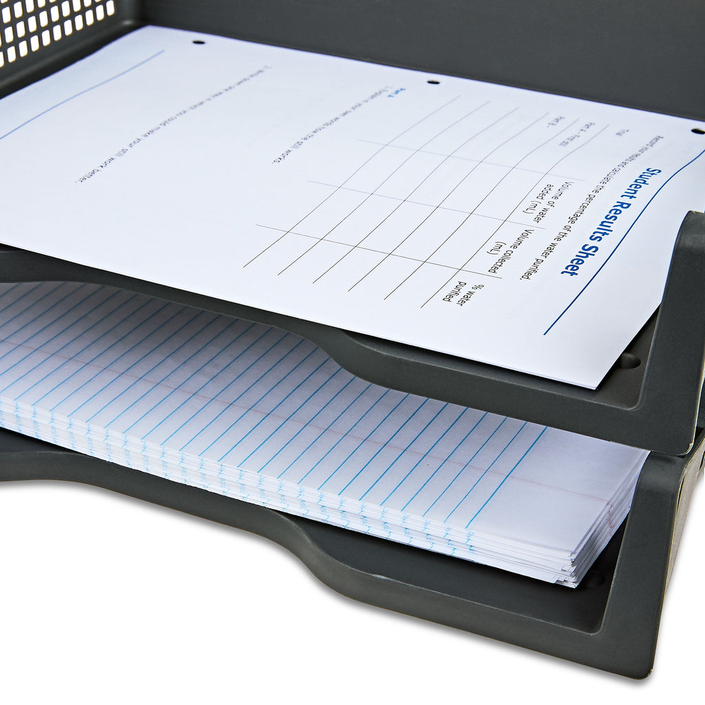 (2 pack) Stackable Plastic Letter Trays, Desktop File Document Organizers, Black, 2 Count - Image 6